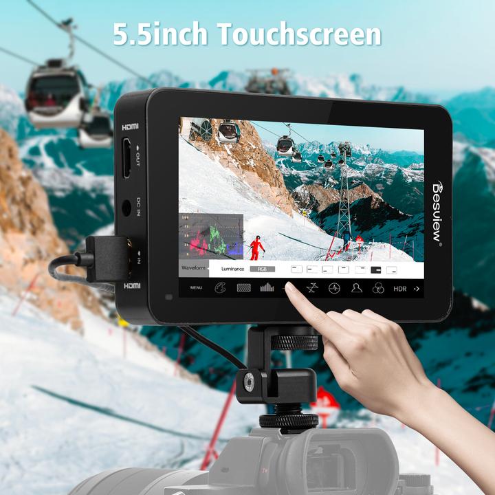 Desview R6 Camera Field Monitor, 5.5 inch 2800nits Ultra High Brightness  Touch Screen 1920x1080 IPS with HDR 3D LUT Waveform VectorScope Peaking  Focus 