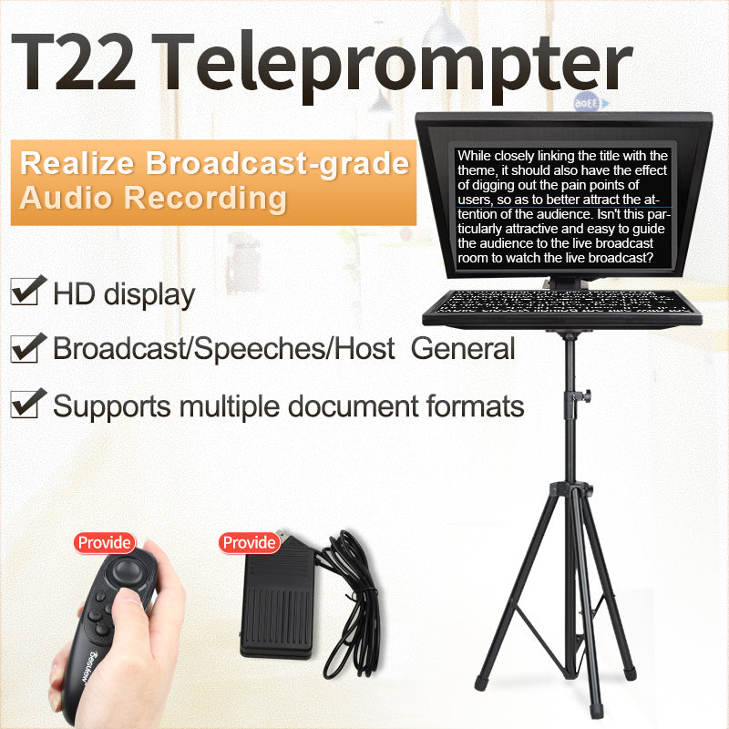 Desview T15 / T17 / T22 teleprompter 15/17/21.5 Inch Professional Teleprompter with Aluminum Case for Studio and Live Streaming Webcasters and Youtubers