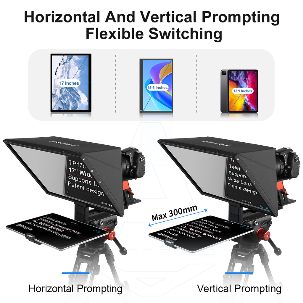 Desview TP170 17 inch Teleprompter Portable Pad Tablets Horizontal Ver